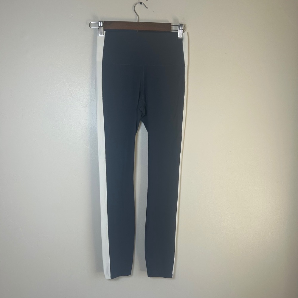 RHONE High Waisted Leggings XS‎ Black White Side Stripe Activewear Athleisure